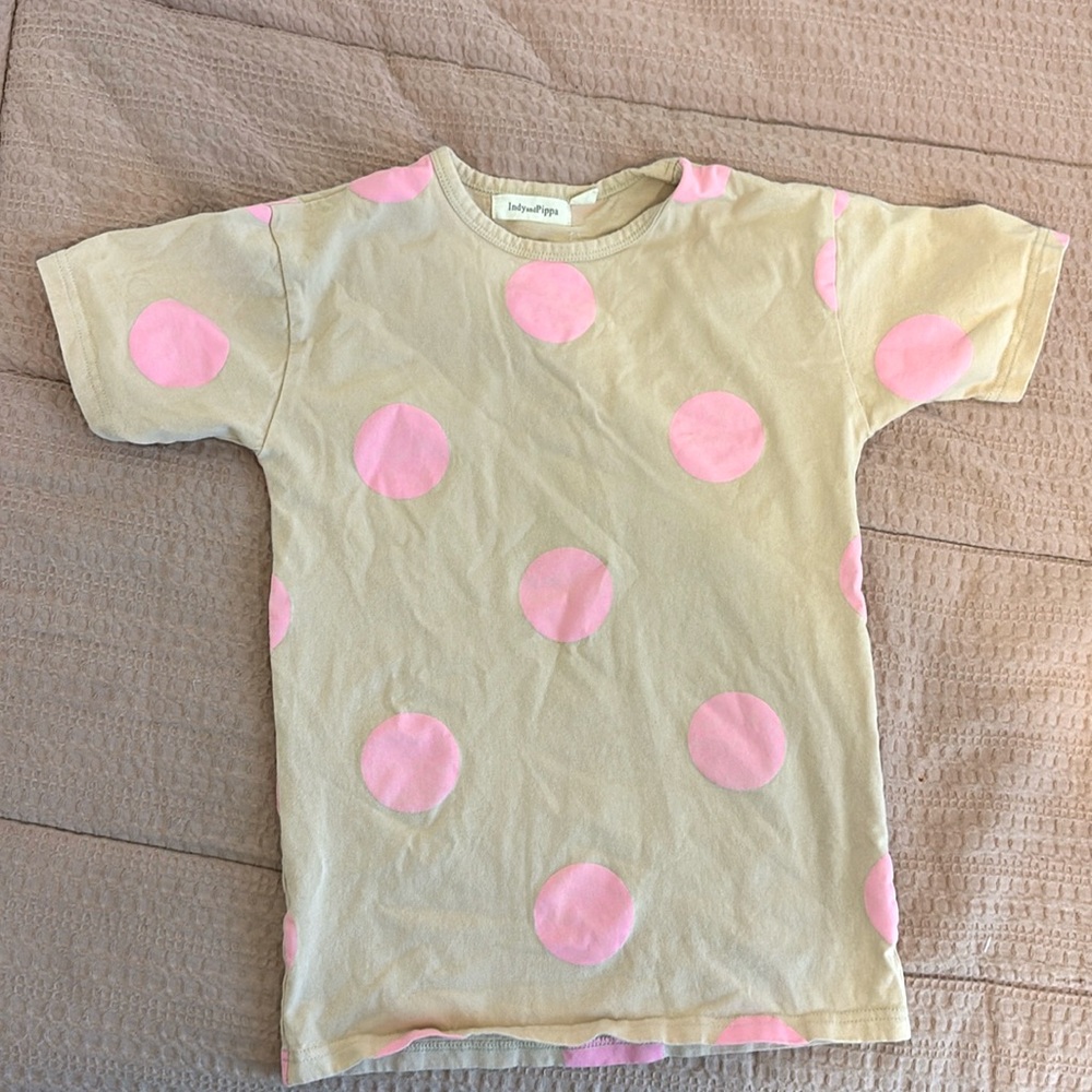 Indy and Pip Pink Polka Dot Cream Kids Dress